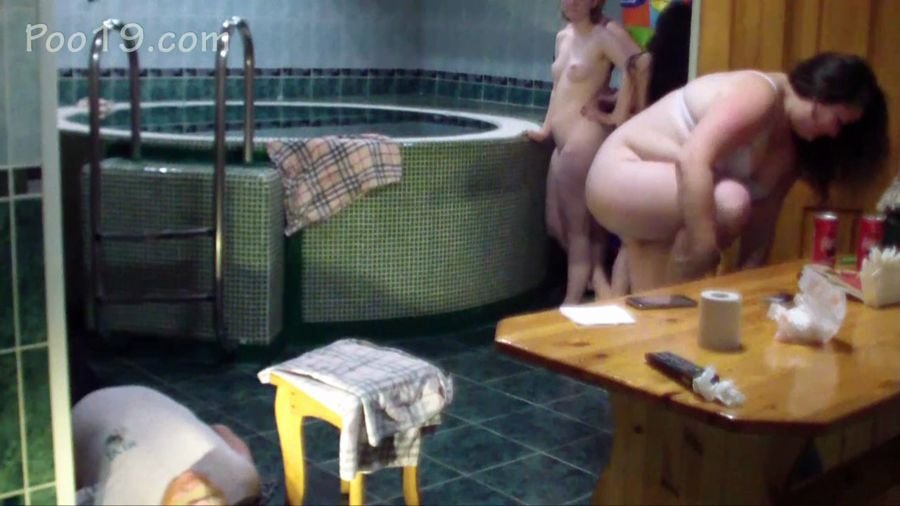 Defecation: (MilanaSmelly) - Toilet slave serves 4 ladies in sauna [HD 720p] - Scatology, Group