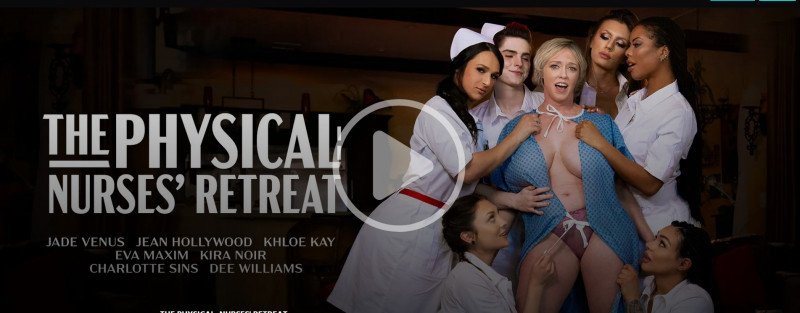 Transfixed.com: (Dee Williams, Khloe Kay, Jean Hollywood, Charlotte Sins, Jade Venus, Kira Noir, Eva Maxim) - The Physical Nurses Retreat [SD / 1,01 Gb] - 