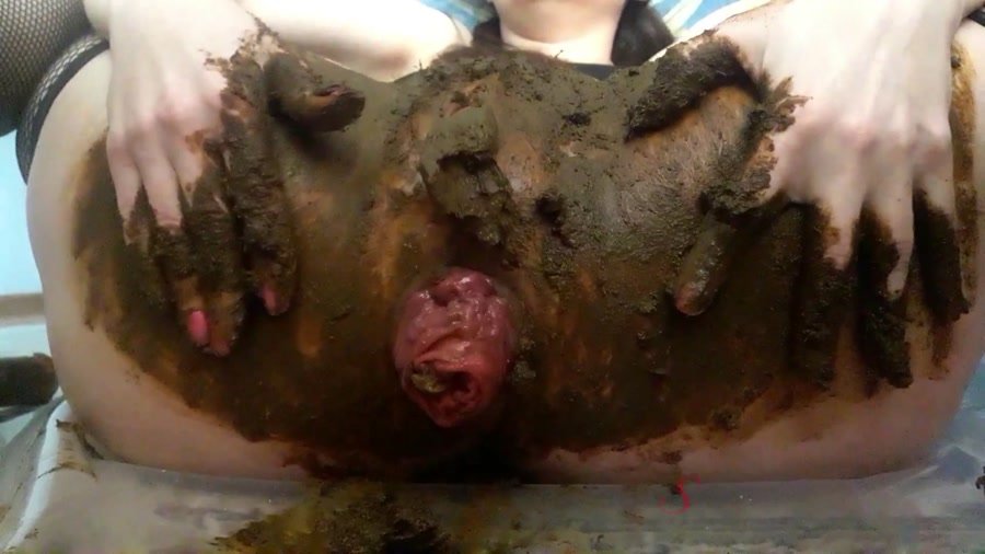 Extreme Scat: (ScatLina) - Anal prolapse in shit [FullHD 1080p] - Defecation, Solo
