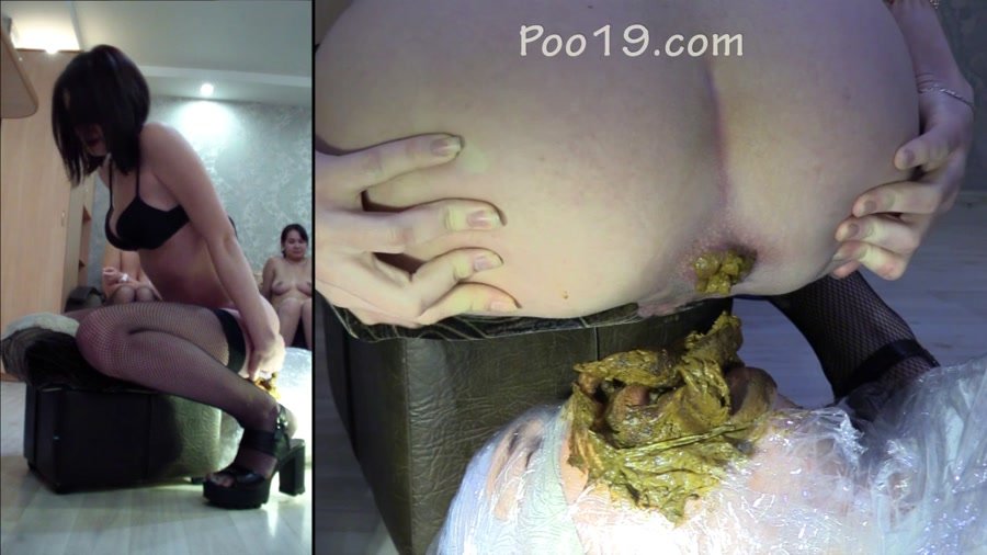 Group Femdom: (MilanaSmelly) - Girls feed mummified slave with shit [HD 720p] - Face Sitting, Toilet Slavery