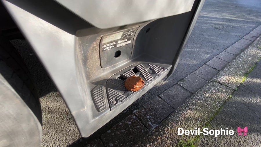 Outdoor Scat: (Devil Sophie) - OMG - how does the shit get onto the truck running board [UltraHD 4K] - Poop, Extreme