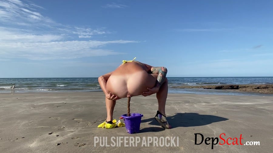 Outdoor Scat: (PulsiferPaprocki) - Beach Bucket Poopd [FullHD 1080p] - Shit, Big Pile