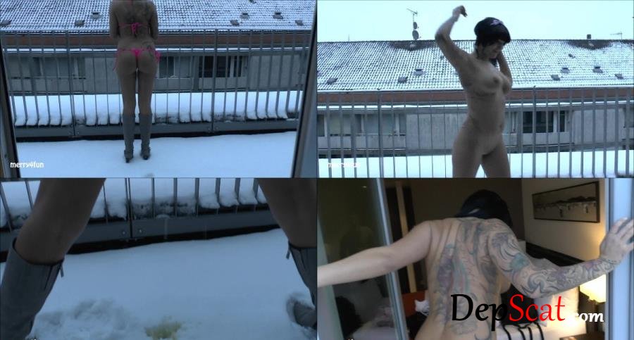 MyDirtyHobby.com: (Merry4Fun) - Merry4Fun - Schnee-Pischern auf den Balkon [HD 720p] -