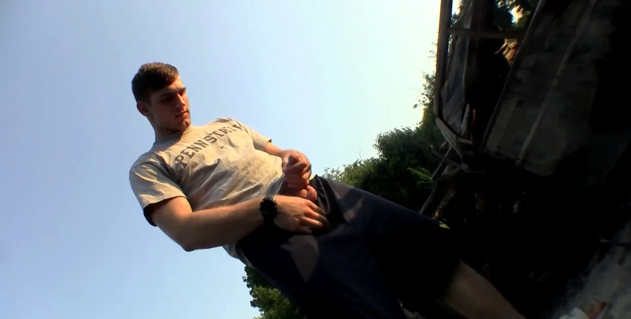 Elijah Knight: A Twink's Solo Pissing & Stroking Outdoors - popular extreme video on XXXExtreme