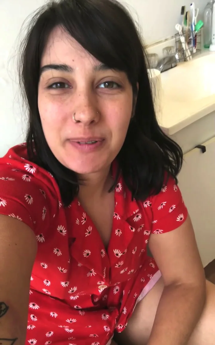 Scat Cute Sabrina Drops Warm Gift on Blue Dildo | Efro Sabrina - popular extreme video on XXXExtreme